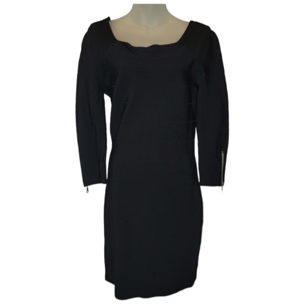 INC International Concepts Black 3/4 Length Sleeve Bandage dress